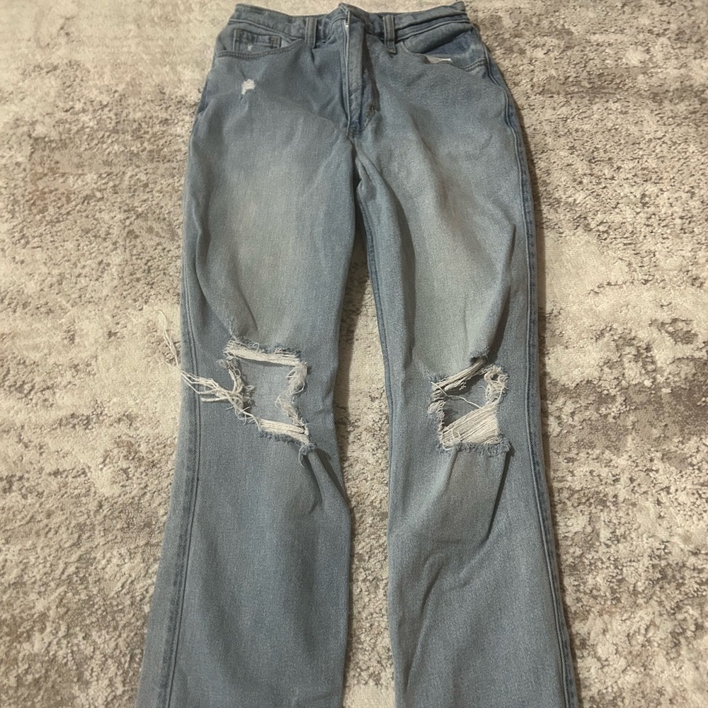 Hollister Light Blue Distressed Straight Leg Jeans